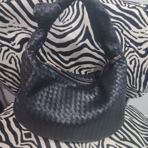 Elegant Black Woven Handbag